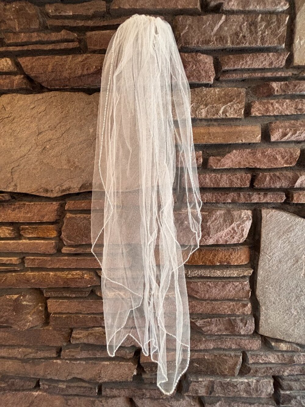 Crystal & Pearl Edged Fingertip Wedding Veil
